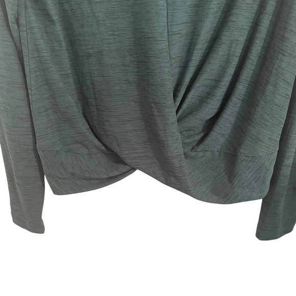 Old Navy Active Heathered Green Long Sleeve Faux Wrap Top - Picture 2 of 4